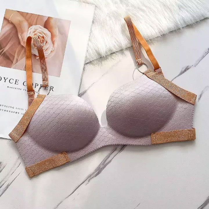 Shezaib Buy 1 Get 1 Free Cute Stylish Contrast Glitter Patti Hollow Back Light Padded Adjustable 4 Back Hook Closure Bra 3D2022