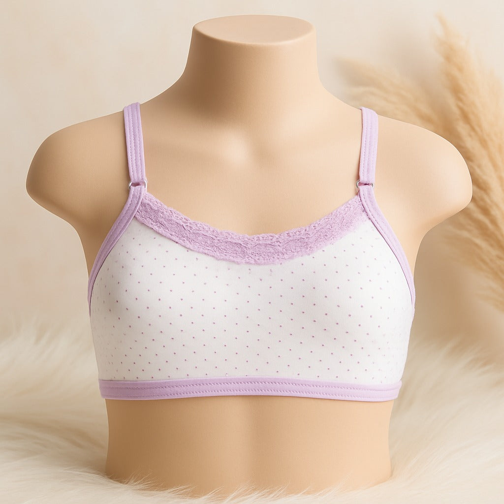 Pack of 3 Soft Cotton Lace Training Bras for Girls – Colorful & Comfortable B105