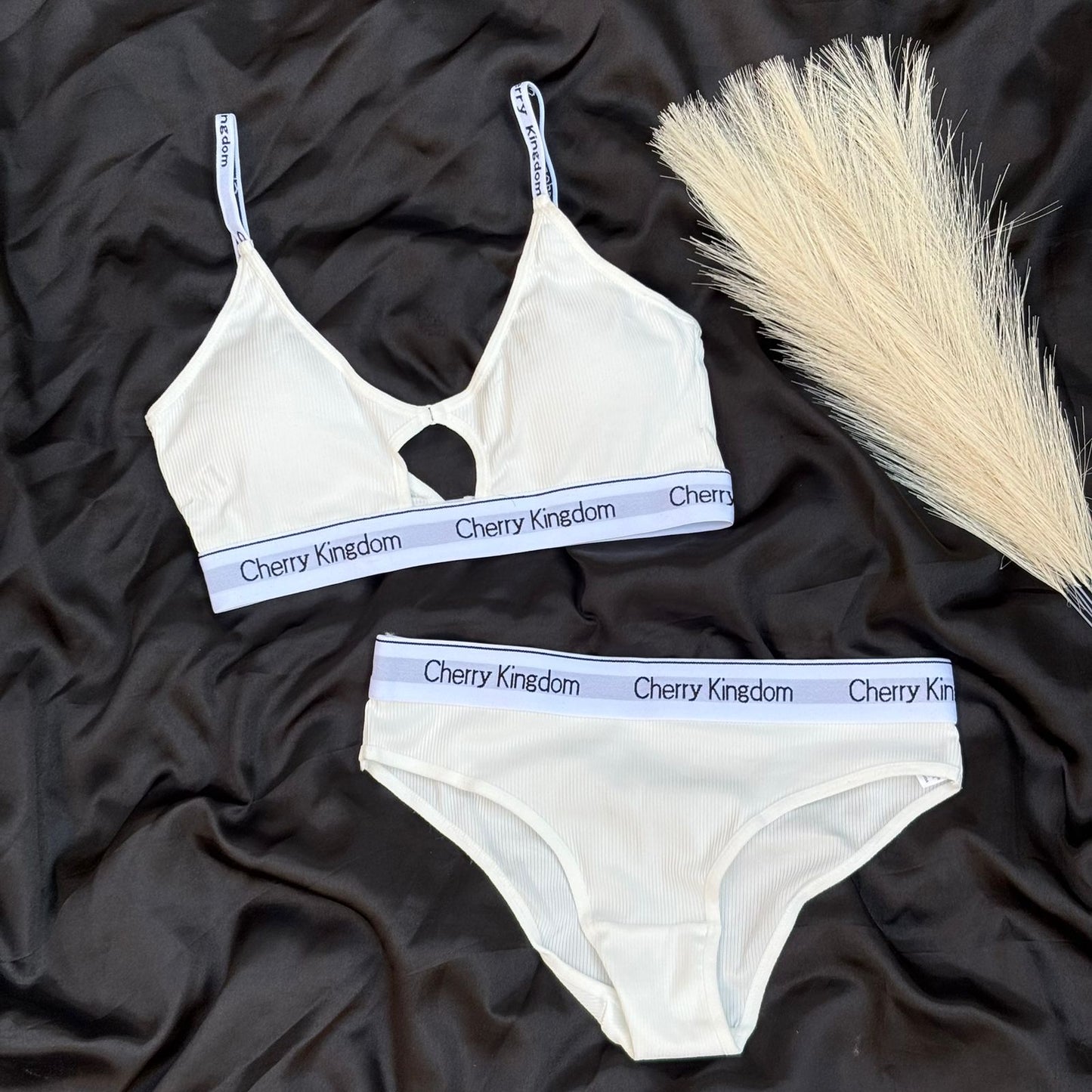 New High Quality Soft Cotton Letter Strap Mid Hollow Sports Light Padded Bra And Panty Set