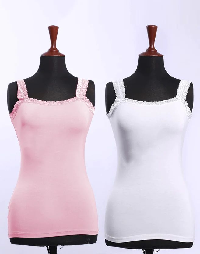 Pack of 2- Non Padded Cotton Camisole For Girls And Women