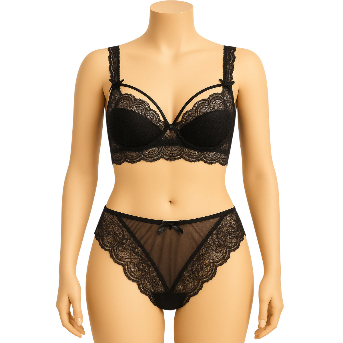 Shezaib High Quality Thin Half Cup Lace Wired Half Cup Adjustable Straps Back Closure Bridal Light Padded Bra Panty Set