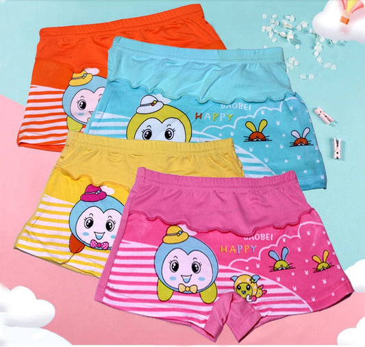 4 Pcs Panties Girls Cotton Boxer Random Designs