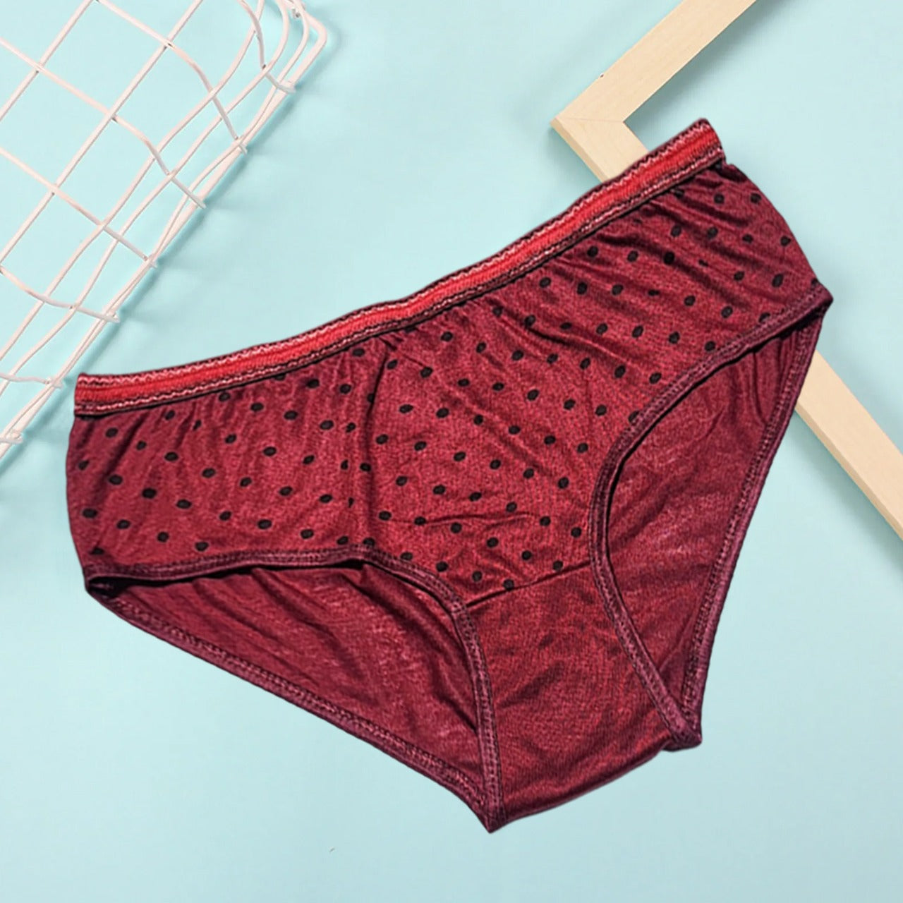 Shezaib Budget Pack Of 5 Comfortable Polka Dotted Cotton Brief Women Seamless Underwear Panties 3201