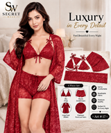 Luxury 4-Piece Floral Lace Nightwear Set