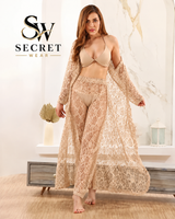 4Pcs Premium Transparent Net See Through Bridal Nighty Set + Free Perfume Branded Tester