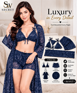 Luxury 4-Piece Floral Lace Nightwear Set