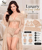 Luxury 4-Piece Floral Lace Nightwear Set