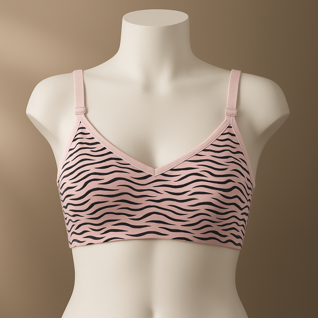 Pack Of 3 Women’s Zebra Print Cotton Bralette – Non-Padded | Soft, Stretchable & Stylish Everyday Bra