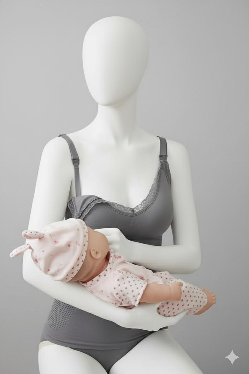 Shezaib Nursing Seamless Feeding Lace Trim Camisole Bra Top 1002