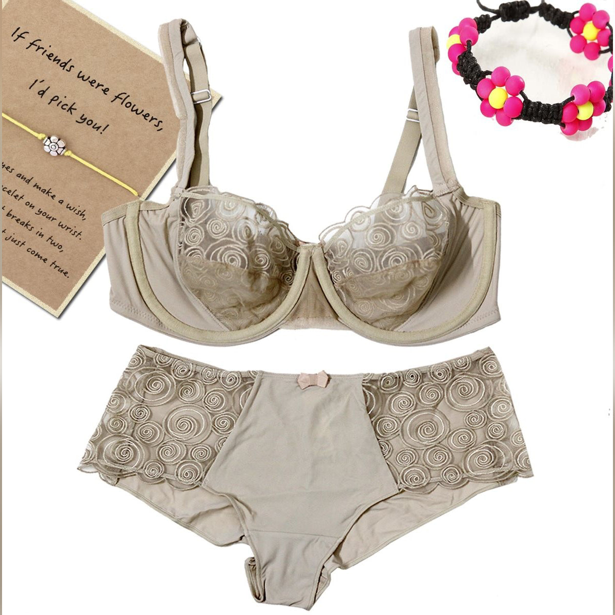 Leonisa Lace Non-Padded Wired & Demi Coverage Bra Panty Set