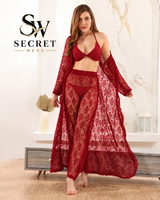 4Pcs Premium Transparent Net See Through Bridal Nighty Set + Free Perfume Branded Tester