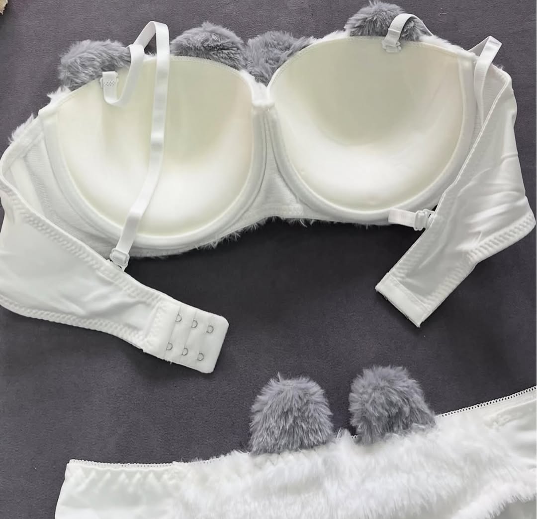 New High Quality Sexy Cute Kitty Anime Soft Plush Design Bra & Panty Set E05