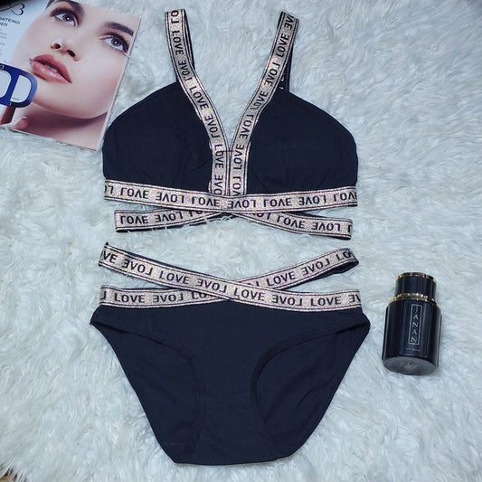 Shezaib Women Bra And Panty Set Push Up Sexy Beach Female Adjustable Shoulder Strap Underwear 3/4 Deep V Lingerie Set