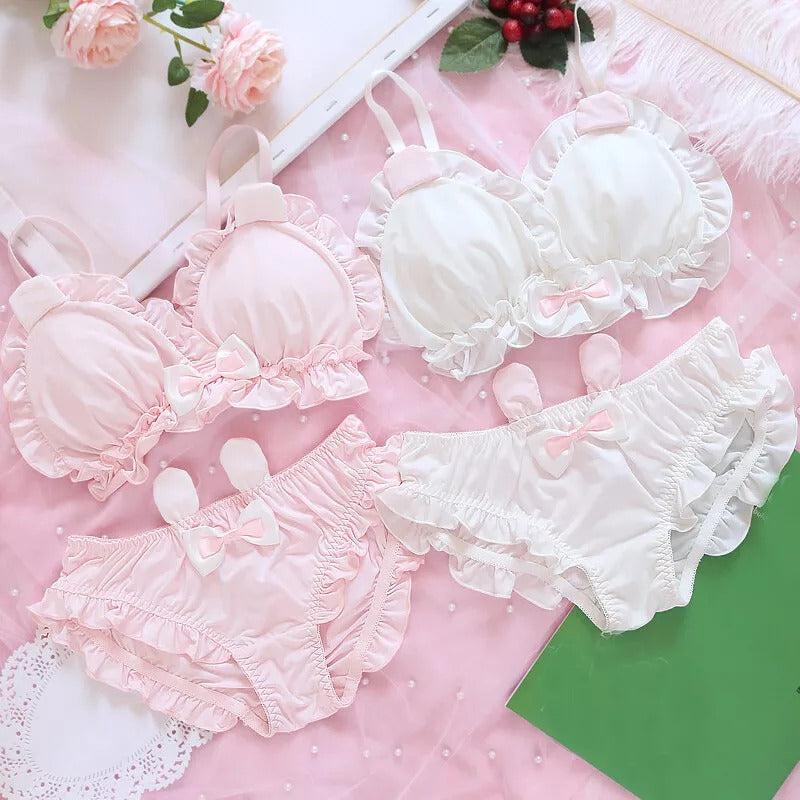 Shezaib High Quality & Comfortable Cute Little White Rabbit Lolita Soft Cotton Bra & Panty Set 2009