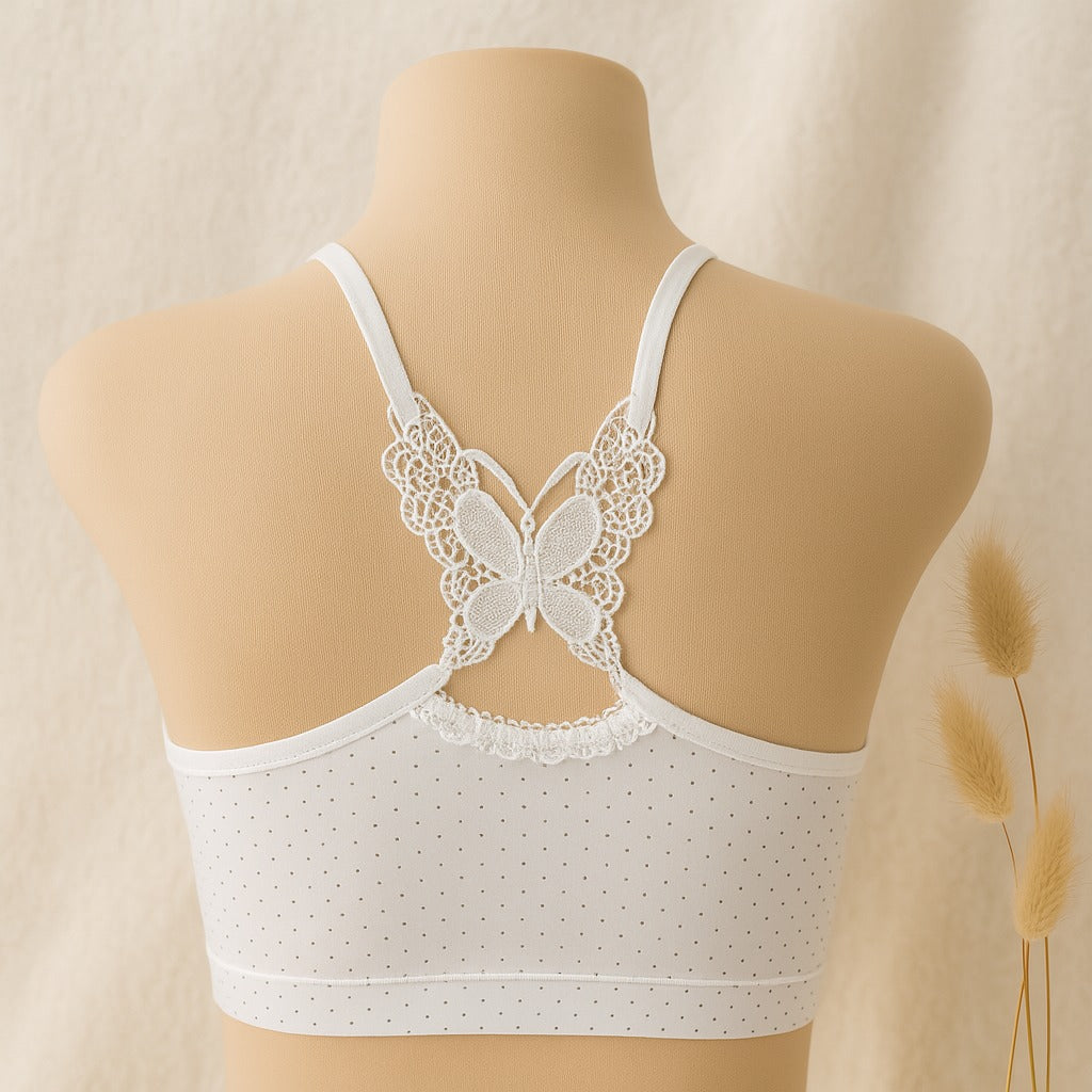 Pack of 3 Soft Cotton Lace Training Bras for Girls – Colorful & Comfortable B105