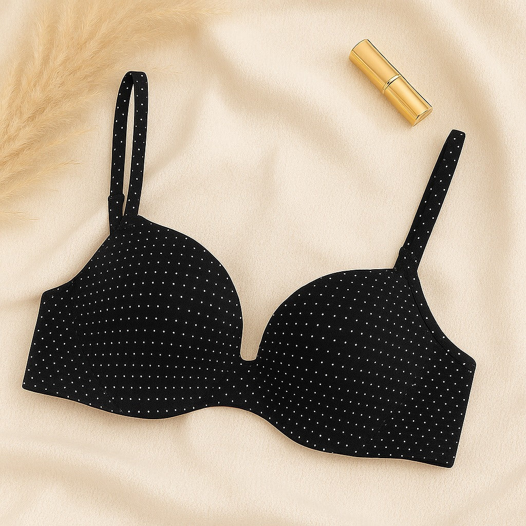 Shezaib Premium Wired Padded Polka-Dot Everyday Bra – 7057