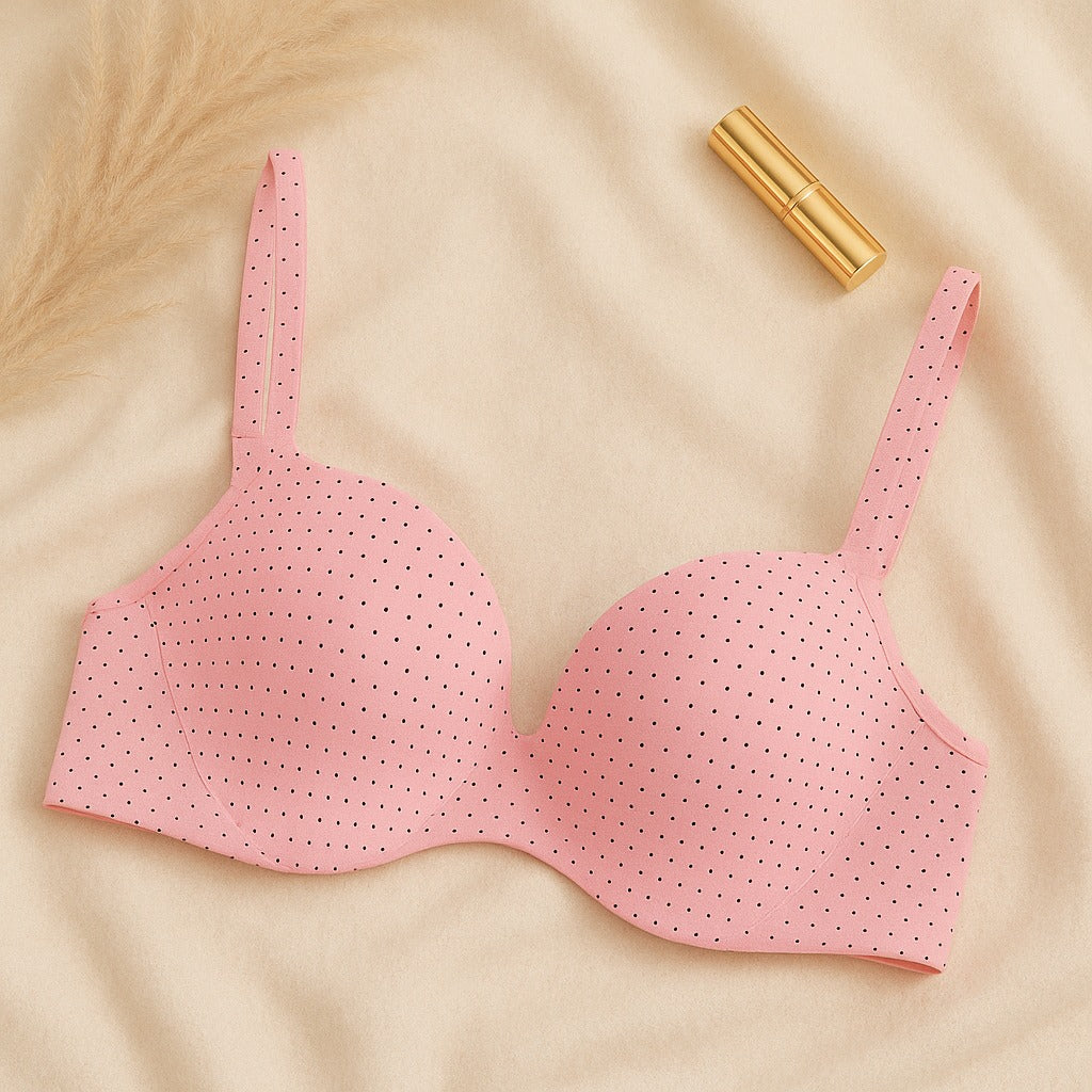 Shezaib Premium Wired Padded Polka-Dot Everyday Bra – 7057