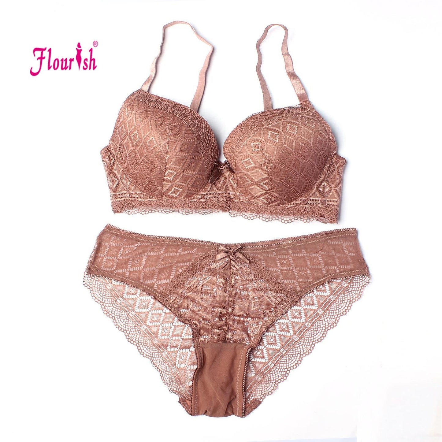 Shezaib Double Padded Wired Push-Up Lace Bra & Panty Set 7561