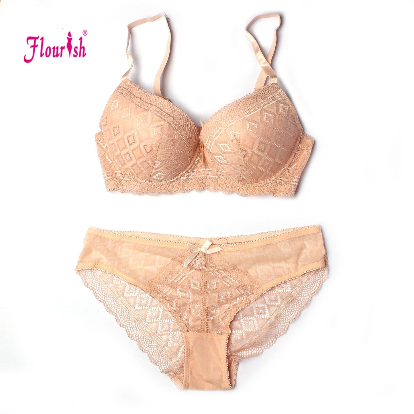 Shezaib Double Padded Wired Push-Up Lace Bra & Panty Set 7561