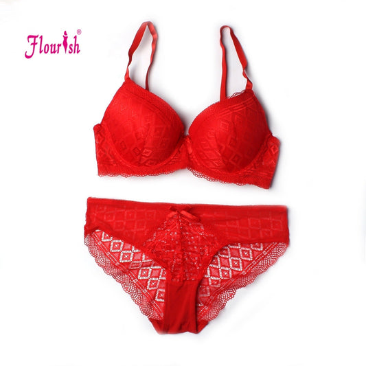 Shezaib Double Padded Wired Push-Up Lace Bra & Panty Set 7561