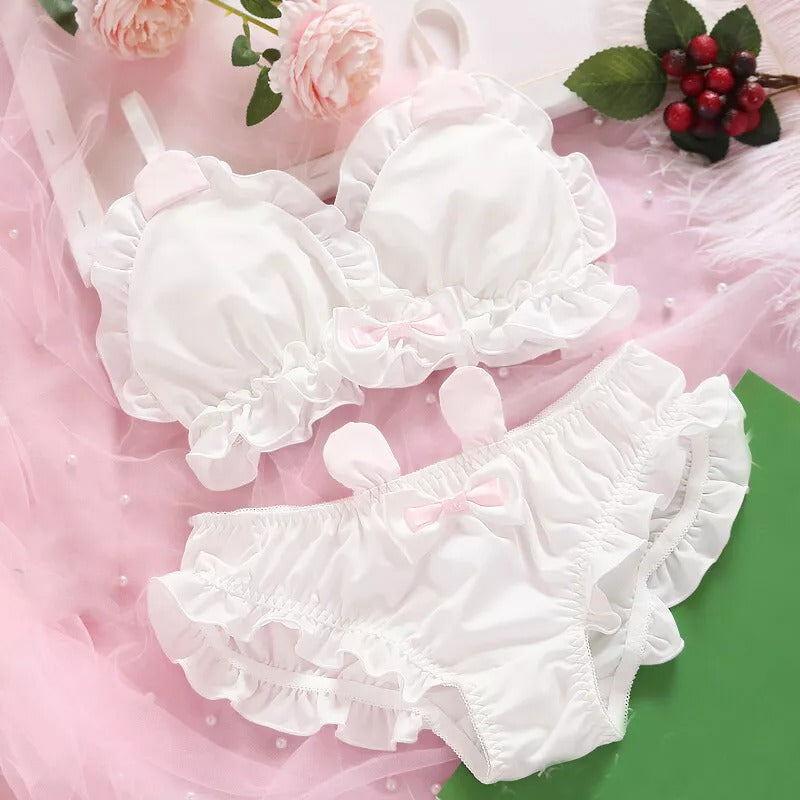 Shezaib High Quality & Comfortable Cute Little White Rabbit Lolita Soft Cotton Bra & Panty Set 2009