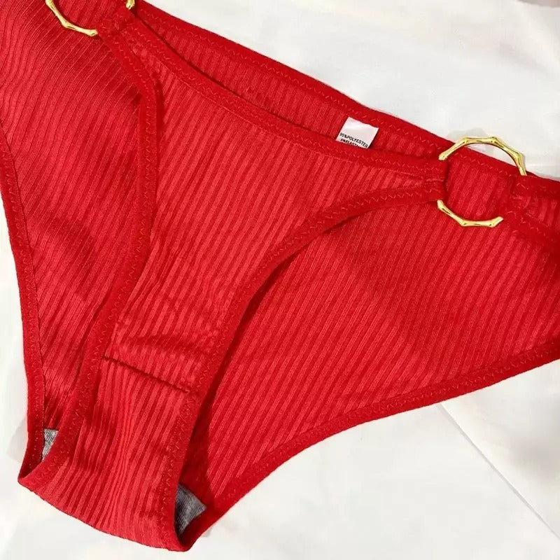 Shezaib New High Quality Sexy Metal Rings Straps With Adjustable Straps Back Closure Push-Up Bra & Panty Set 196