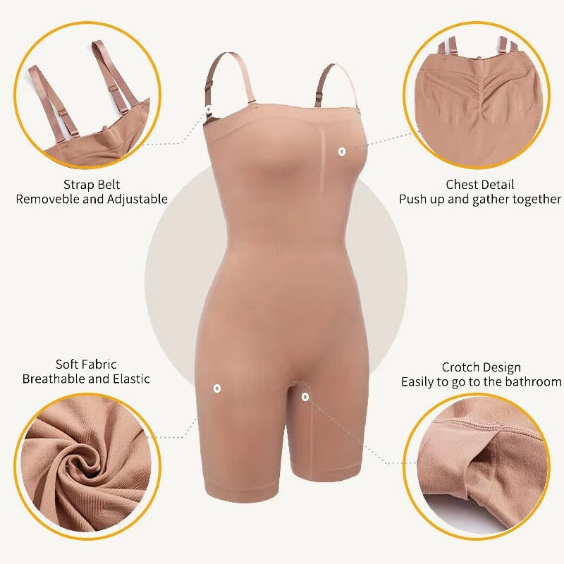 New High Quality Tummy Control Butt Lifter Seamless Body Shaper  Soft Bodysuit Removable Strap Shapewear Bodysuits for Women 3029