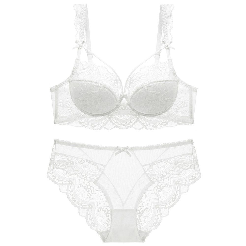 Shezaib High Quality Thin Half Cup Lace Wired Half Cup Adjustable Straps Back Closure Bridal Light Padded Bra Panty Set
