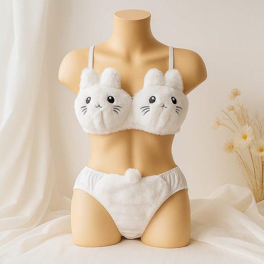 New High Quality Sexy Cute Kitty Anime Soft Plush Design Bra & Panty Set 2133