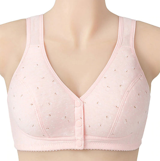 Comfortable Solid Seamless Front Button Nursing Bra-105