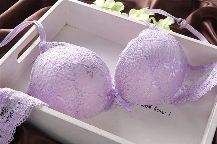Flourish Lavender Lace Bra – Push Up & Double Padded Floral Comfort (9118)