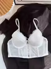 Flourish Luxury Lace Corset Bra & Panty Set | Lightly Padded Underwired Cups with Elegant Floral Detailing 350