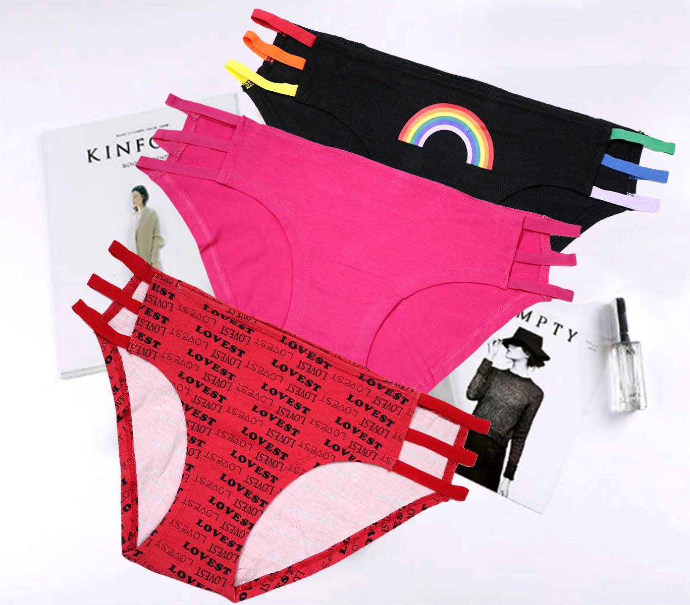 Pack Of 3 Sexy Thong Printed Underwear Thong Panties Comfortable Seamless & Breathable